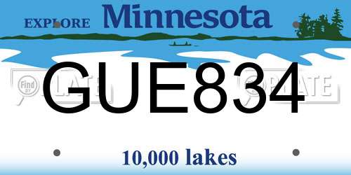 GUE834 Minnesota License Plate
