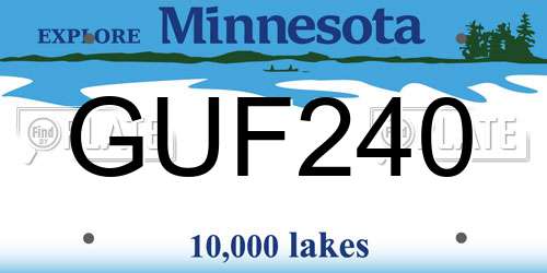 GUF240 Minnesota License Plate