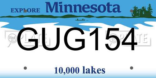 GUG154 Minnesota License Plate