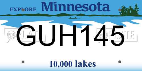 GUH145 Minnesota License Plate