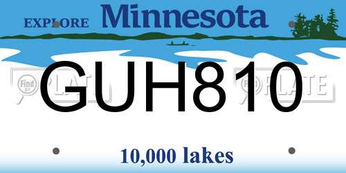 GUH810 Minnesota License Plate