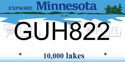 GUH822 Minnesota License Plate