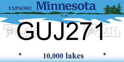 GUJ271 Minnesota License Plate