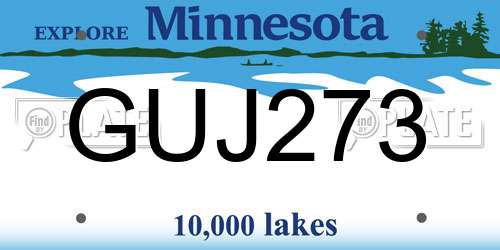 GUJ273 Minnesota License Plate