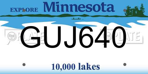 GUJ640 Minnesota License Plate