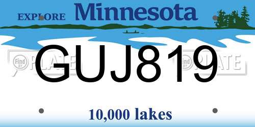 GUJ819 Minnesota License Plate