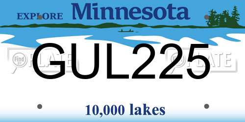 GUL225 Minnesota License Plate