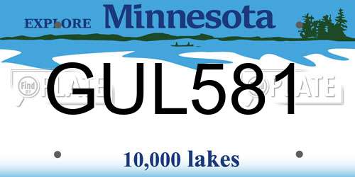 GUL581 Minnesota License Plate