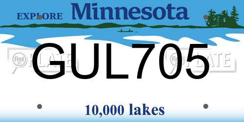 GUL705 Minnesota License Plate