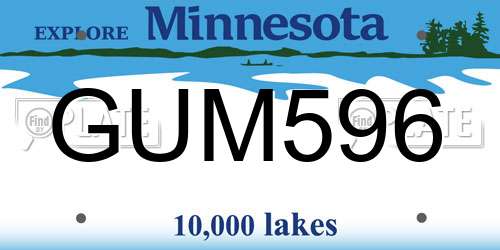 GUM596 Minnesota License Plate