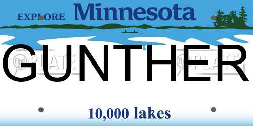GUNTHER Minnesota License Plate