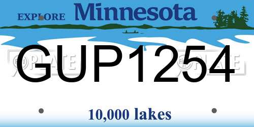 GUP1254 Minnesota License Plate