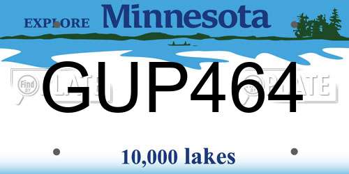 GUP464 Minnesota License Plate
