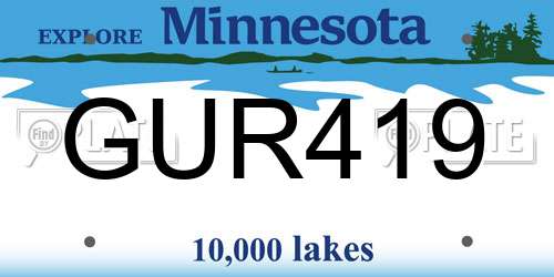 GUR419 Minnesota License Plate