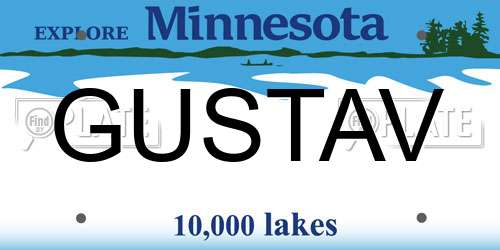 GUSTAV Minnesota License Plate