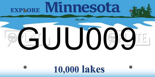 GUU009 Minnesota License Plate