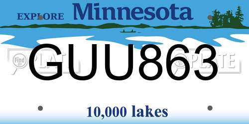 GUU863 Minnesota License Plate