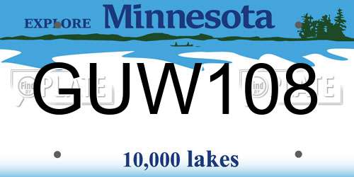GUW108 Minnesota License Plate