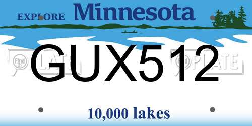 GUX512 Minnesota License Plate