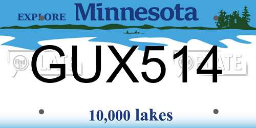 GUX514 Minnesota License Plate