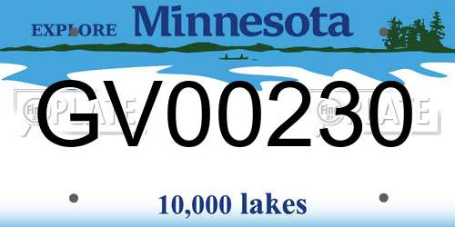 GV00230 Minnesota License Plate