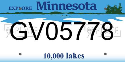 GV05778 Minnesota License Plate