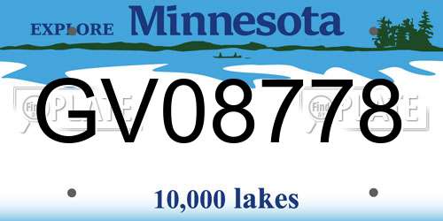 GV08778 Minnesota License Plate