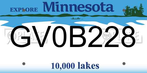 GV0B228 Minnesota License Plate