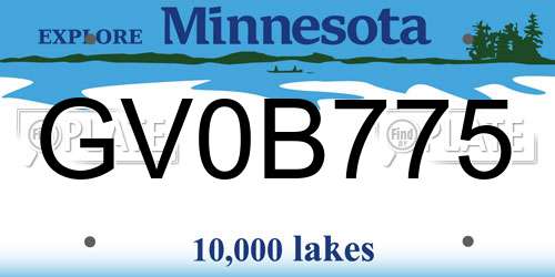GV0B775 Minnesota License Plate
