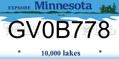 GV0B778 Minnesota License Plate