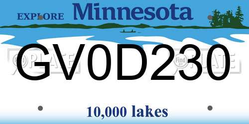 GV0D230 Minnesota License Plate