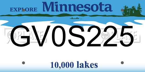 GV0S225 Minnesota License Plate