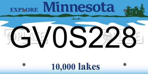 GV0S228 Minnesota License Plate