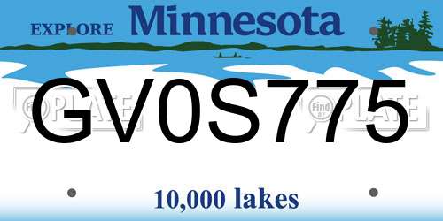 GV0S775 Minnesota License Plate