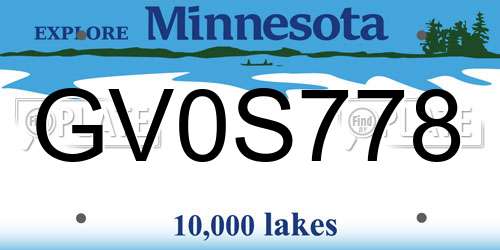 GV0S778 Minnesota License Plate