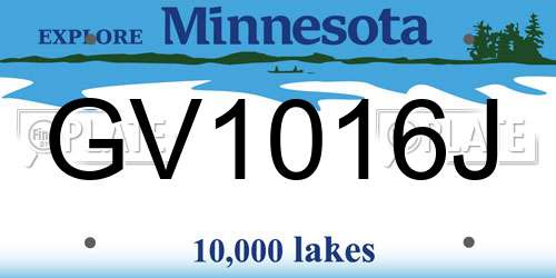 GV1016J Minnesota License Plate