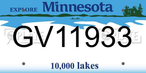 GV11933 Minnesota License Plate