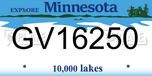 GV16250 Minnesota License Plate