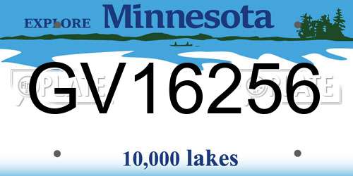 GV16256 Minnesota License Plate