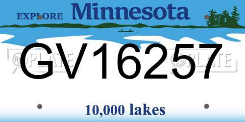 GV16257 Minnesota License Plate