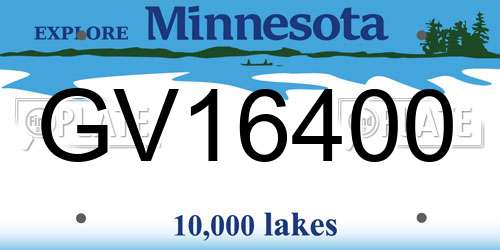 GV16400 Minnesota License Plate