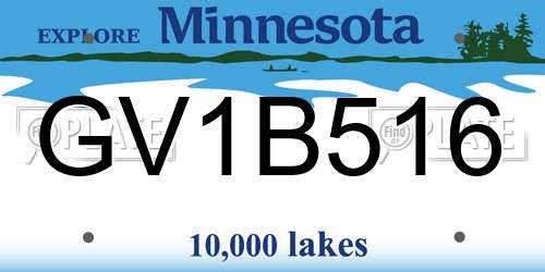 GV1B516 Minnesota License Plate