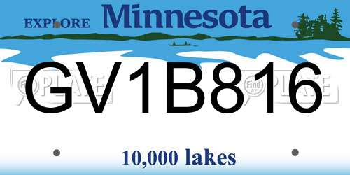 GV1B816 Minnesota License Plate