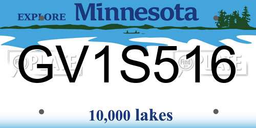 GV1S516 Minnesota License Plate