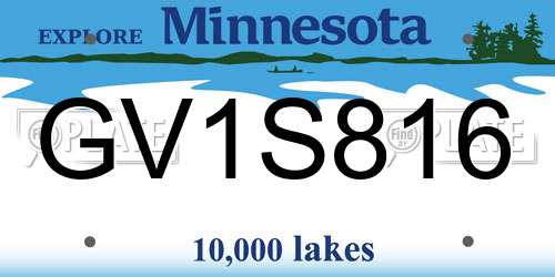 GV1S816 Minnesota License Plate