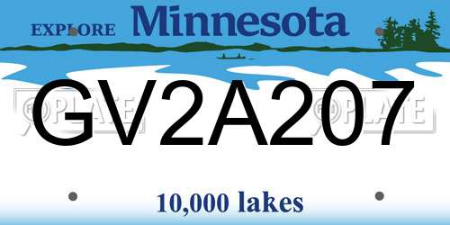 GV2A207 Minnesota License Plate