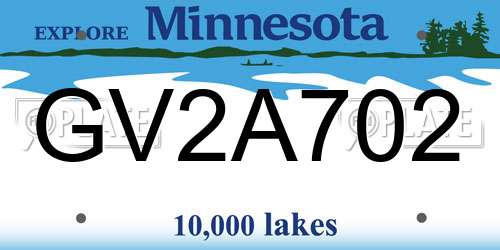 GV2A702 Minnesota License Plate
