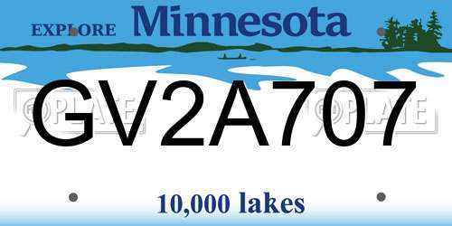 GV2A707 Minnesota License Plate