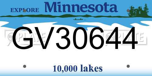 GV30644 Minnesota License Plate