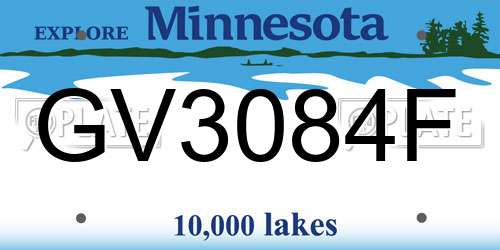 GV3084F Minnesota License Plate